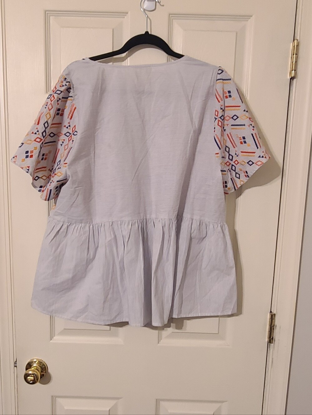 Savanna Jane Light Blue Embroidered Peplum Top - 2x - Picture 5 of 5